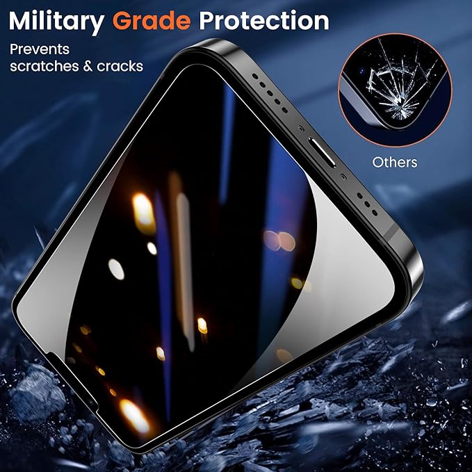 Fotbor 2 Pack Compatible for iPhone 13 Mini Privacy Screen Protector, Anti Spy Private Case Friendly Anti-Scratch 9H Hardness Tempered Glass