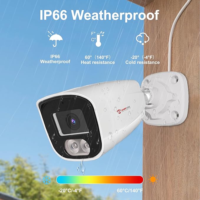 Anpviz 4MP PoE IP Bullet Camera with Microphone/Audio, IP Security Camera Outdoor Indoor, Night Vision 65ft, Waterproof IP66, 108° Wide Angle 2.8mm Lens, 24/7 Recording, IPC-B8740W-S (U Series)