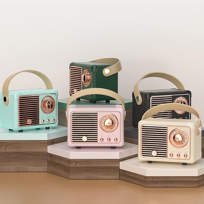 Retro Bluetooth Speaker, Small Bluetooth Speaker Wireless for Indoor Outdoor, Vintage Home Office Decor, Perfect for Party Desk Kitchen Hiking Beach Travel, Gift Ideas Green