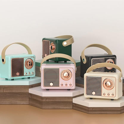 Retro Bluetooth Speaker, Vintage Decor, Small Portable Wireless Speaker,Hands-Free Call,400mA Battery,TF Card,Aux Line, for iOS Android Smartphone Home Office, Gift Ideas Black
