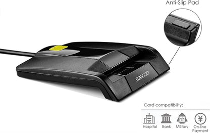 SAICOO smart Card Reader DOD Military USB Common Access CAC Card Reader, Compatible with Mac OS, Win (Horizontal Version)