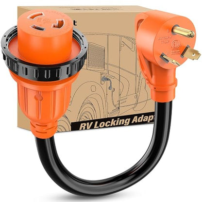 Nilight 30 Amp to 30 Amp RV Locking Adapter Cord ETL Listed TT-30P L5-30R
