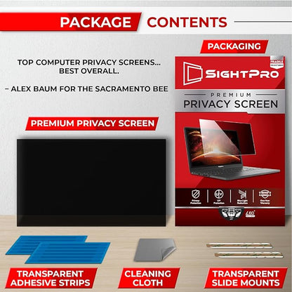 SightPro 14 Inch 16:10 Laptop Privacy Screen Filter - Computer Monitor Privacy Shield and Anti-Glare Protector