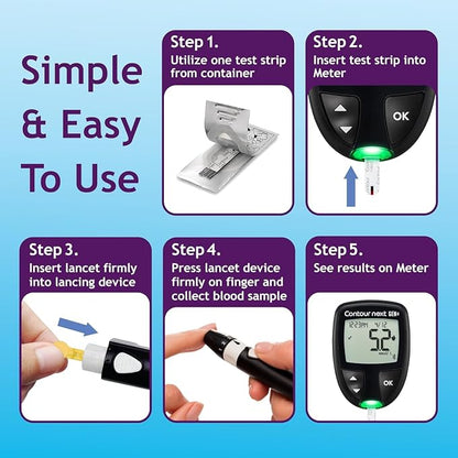 Ascensia Contour Next Blood Glucose Diabetes Test Strips 105 Count (3x35ct) | For Diabetes, Accurate, No Coding, Second-Chance Sampling, Compatible With All Contour Next Meters, Easy Blood Sugar Testing