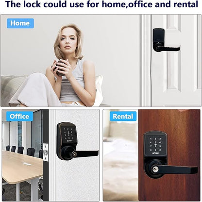 Smart Door Lock, Keyless, Fingerprint, SCYAN X2 Handle Lock with Touchscreen Keypad Access, Auto Locking, for Home, Office, Airbnb, Rental House, Aged Bronze