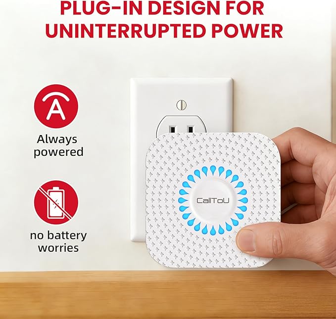 CallToU Wireless Caregiver Pager Waterproof Call Button Vibration Call Bell for Elderly at Home Disabled Patient Elderly Monitoring Nurse Calling 2 SOS Panic Buttons/Transmitters 500FT 2 Receivers