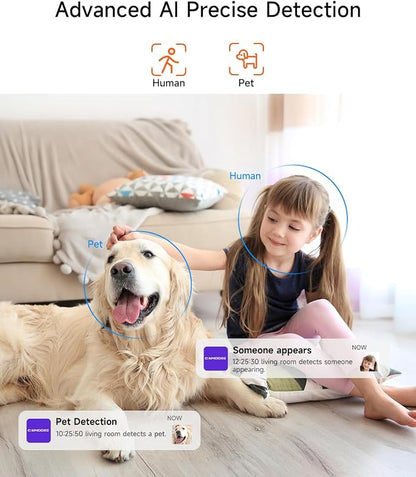 4 Pack 2.5K Cameras for Home Security, Non-Subscription AI Human/Pet/Crying Detection, 4MP Dog/Cat/Pet Camera Indoor with Phone App, Pan Tilt 2.4G WiFi Indoor Cameras, IR Night Vision, 2-Way Audio