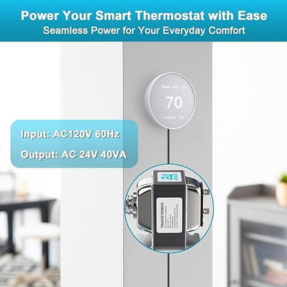 24V 40VA Doorbell Transformer for Ring Video Doorbells, Compatible with Ring, Nest Hello, Wyze and Eufy Video Doorbells, Power Supply for Nest, Ecobee, Sensi and Honeywell Thermostat