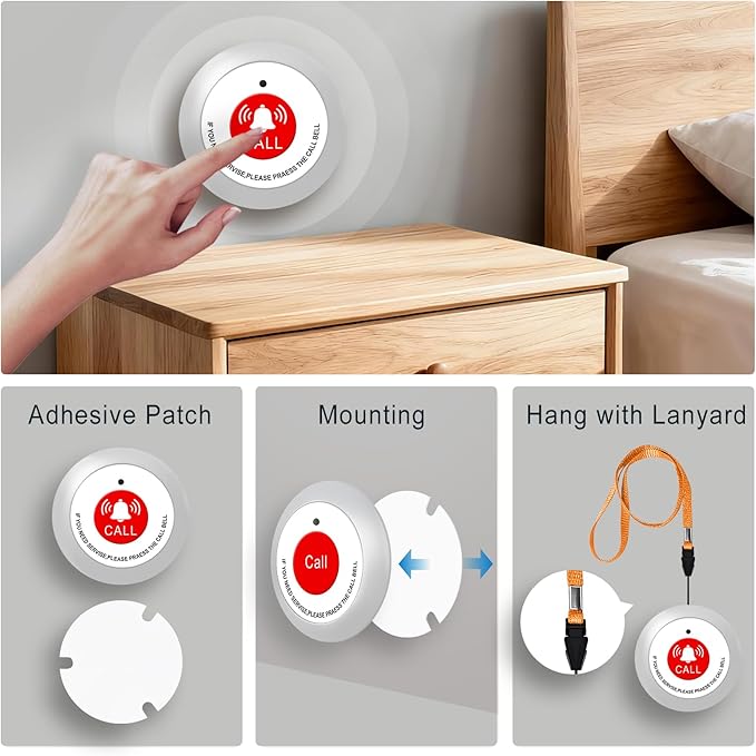 Wireless Call Light Nurse Call System, 30 Emergency Call Buttons for Elderly Patient, 1000FT Long Range Caregiver Pager Alert, Call Bell with 1 Display Receiver for Clinic Nursing Home ﻿