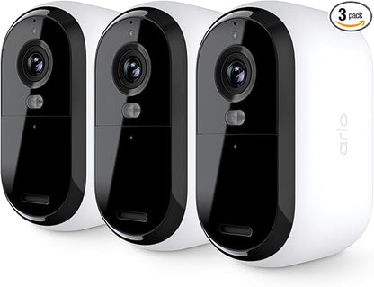 Arlo Essential Security Cameras Wireless Outdoor 1080p HD (2nd Gen, 2023 Release) - Battery Power, Person Recognition, Package Detection, Animated Preview, 3 Cam, White (Renewed)