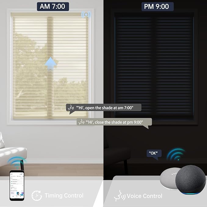 Motorized Sheer Shades with Remote, Automatic Dual-Layered Shades for Windows, Smart Light Filtering Blinds Compatible with Alexa, Custom Size (Light Filtering Drizzle Beige)