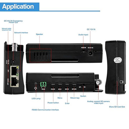 Rsrteng CCTV Camera Tester Support 12MP IP Camera 8MP TVI/CVI/AHD Camera CVBS Camera 4-inch IPS Touch Screen Monitor CCTV Tester Support POE PTZ 4K RS485 TF Card Slot