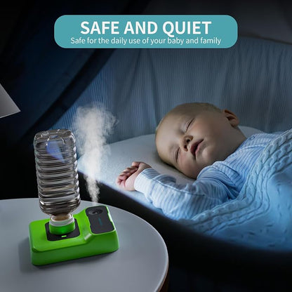 Travel Humidifier, Portable Humidifier for Plants, Bedroom, Office, Hotel or Car, Battery Operated Mini Cool Mist Humidifiers, Quiet 23dB, Auto-off, Night Light & BPA-Free, Grass-Green
