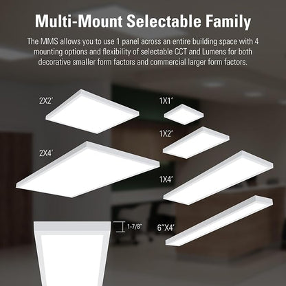 Metalux MMS Multi-Mount 1x4 LED Panel Ceiling Light with 3 CCT and Lumen Select, 0-10V Dimming, Surface Mount, Recessed, Suspended, Wall Mount, 90 CRI - 14MMS-L3C3-UNV