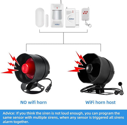 KERUI WiFi Home Security Alarm System 7-Piece kit Door Alarm DIY Siren Door/Window Sensors,Motion Sensors, Remote Controls Burglar Alarm for House Apartment Office,Compatible with Alexa Google Home