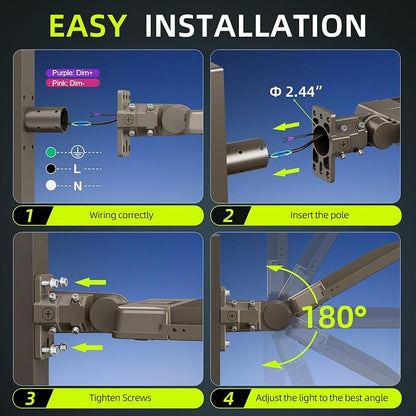 150W LED Parking Lot Light 22500LM, Power Tunable & 3CCT (3000K-5000K) ETL Listed LED Pole Light IP65 Super Bright Commercial Flood Light with Photocell Arm & Slip Fitter Mount, AC100-277V