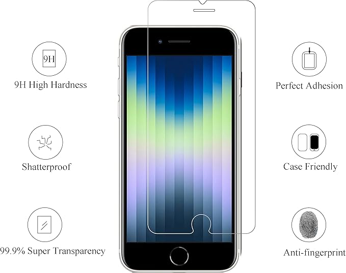 Ailun Screen Protector for iPhone SE 2020/2022 2Pack 0.33mm 4.7 Inch Tempered Glass Case Friendly iPhone SE 2nd/3rd Generation