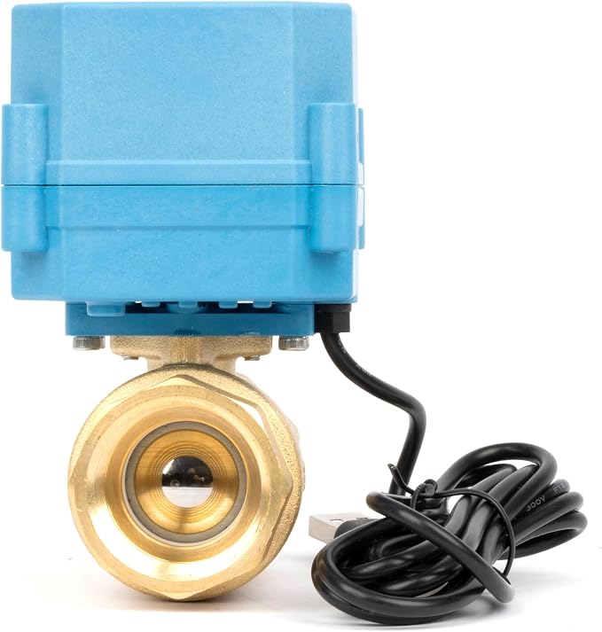 U.S. Solid WiFi Smart Motorized Ball Valve 1 inch NPT for Water Control & Irrigation, 2 Way Brass Electric Valve, USB Powered, LED Status Indicator, Flow Direction Window, Remote On/Off Control