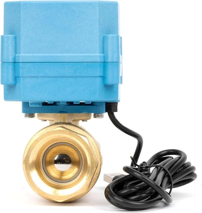U.S. Solid WiFi Smart Motorized Ball Valve 1 inch NPT for Water Control & Irrigation, 2 Way Brass Electric Valve, USB Powered, LED Status Indicator, Flow Direction Window, Remote On/Off Control
