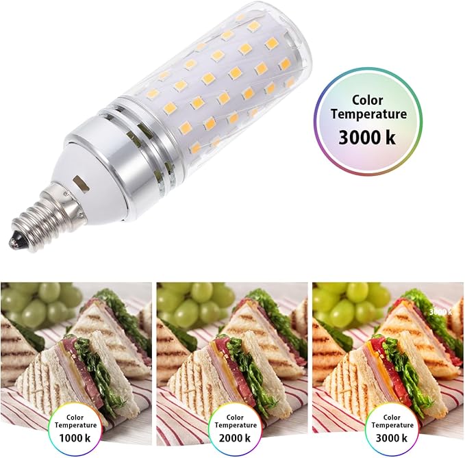VILLCASE 2-Pack E12 Base LED Light Bulbs, 16W Candelabra LED Light Bulb, 3000K, Replacement for Home Lighting Bedroom Lamp