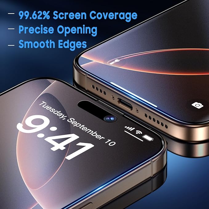 Uyiton Compatible with iPhone 16 Pro Matte Screen Protector - Anti-Fingerprint Shatterproof Full Coverage Case Friendly Smooth as Silk 9H Tempered Glass Screen Cover, 2 Pack
