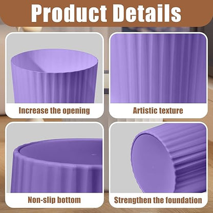 Small Platic 2 Gallon Trash Can - Compact Wastebin for Bathroom, Kitchen, Office, Home Use - Purple