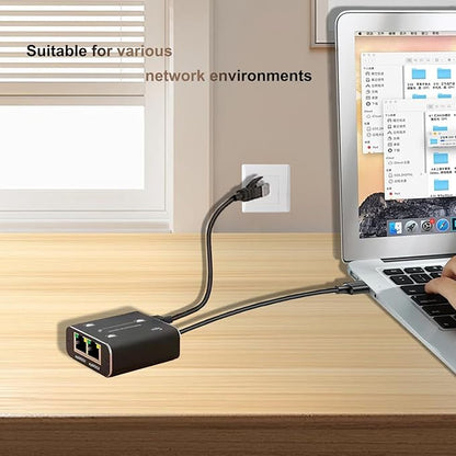Ethernet Splitter 3Ports Switch 1 in 2 Out High Speed 1000Mbps RJ45 Ethernet Splitter LAN Splitter,Gigabit Internet Splitter with USB Power Cable for Cat5/5e/6/7/8 Cable