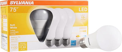 Sylvania A19 Ultra LED Light Bulb, 12W, 75W Equivalent, 13 Year, Dimmable, 1100 Lumens, 2700K, Soft White - 4 Pack (74425)