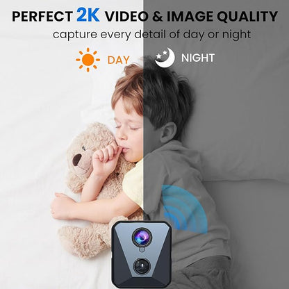 Hidden Camera | Spy camera, Improved 2K WiFi Mini Camera, Real-Time View,100 Days Battery Life, Cloud & SD Storage, Clear Night Vision, AI Motion Detection, Security Wireless Camera Nanny Cam