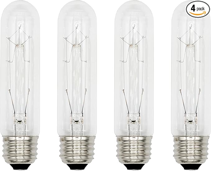 Creative Hobbies® 3090 (Pack of 4) 40T10/CL - 40 Watt T10 Clear Tubular - 120V - Medium (E26) Base - Incandescent Light Bulbs