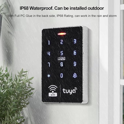 LIBO Tuya WiFi Access Control System Kit with Electric Bolt Lock | IP68 Weatherproof Keypad, DC12V Power Supply, Exit Button, 10 IC Key Fobs for Home, Office & Business