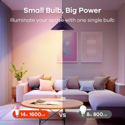 OREiN Matter Smart Light Bulb, 1600/1200 Lumens 100W/85W Equivalent Smart Light Bulbs, Color Changing Light Bulbs Work with Apple Home, Alexa, Google Home, SmartThings