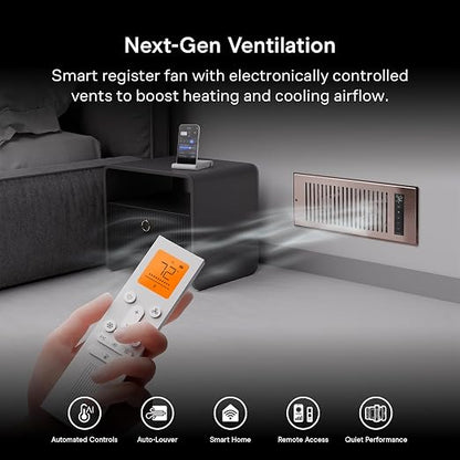 AC Infinity AIRTAP T6, Bronze Register Booster Fan for 6”x12” Openings | Automatic Open/Close Vents, Wireless LCD Temperature Controller, WiFi App, Quiet 10-Speeds, Smart Home