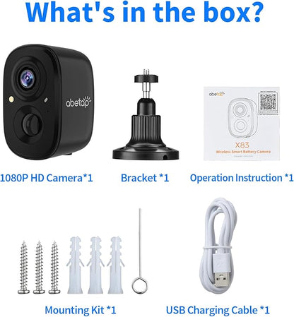 2K Wireless Security Cameras - Outdoor WiFi Security Cameras Color Night Vision, AI/PIR Detection, 2-Way Talk, Cloud/SD, Weatherproof, Battery Powered Outdoor Cameras (Black1)