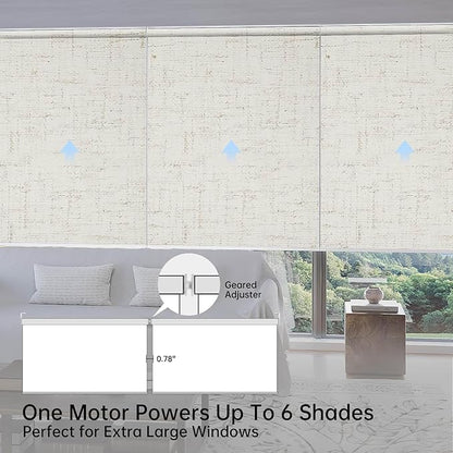 Motorized Coupled Shades, Blackout Smart Blinds for Large Windows Automatic Blinds Compatible with Alexa, Motorized Roller Shades Customized for Bedroom Home Office(Blackout-Line White)