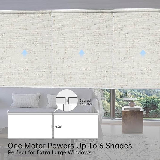 Motorized Coupled Shades, Blackout Smart Blinds for Large Windows Automatic Blinds Compatible with Alexa, Motorized Roller Shades Customized for Bedroom Home Office(Blackout-Line White)