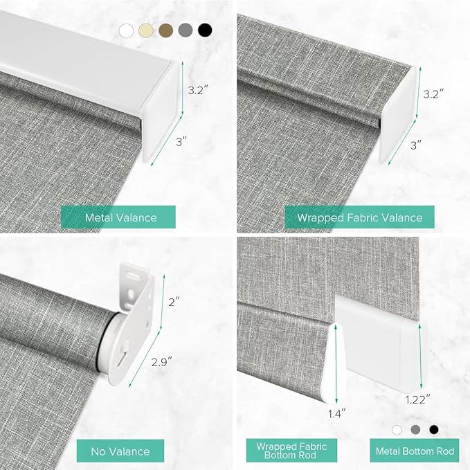 Motorized Roller Shades, Light Filtering Remote Control Custom Window Shades Compatible with Alexa Google Assistant via RF Hub, Rechargeable Electric Blinds for Windows (Dark Grey)
