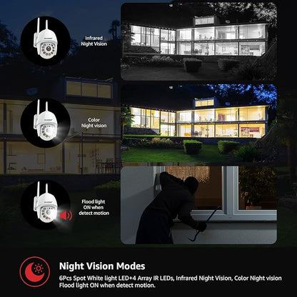 BOAVISION 2K Security Camera Outdoor, 2Pack Wireless WiFi IP Camera Home Security System 360° View,AI HumanTracking,Two Way Talk, pan Tile Full Color Night Vision,2.4G&5G WiFi