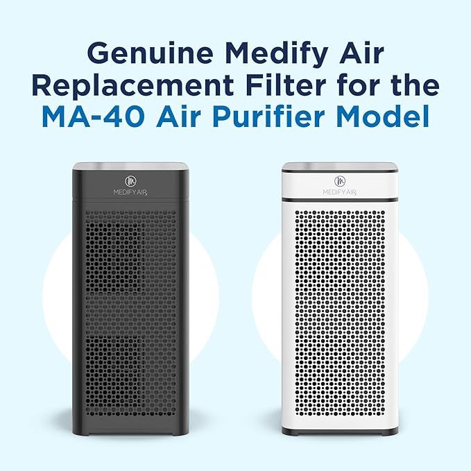 Medify MA-40 Genuine Replacement Filter for Allergens, Smoke, Wildfires, Dust, Odors, Pollen, Pet Dander | 3 in 1 with Pre-filter, True HEPA H14 and Activated Carbon for 99.99% Removal | 1-Pack
