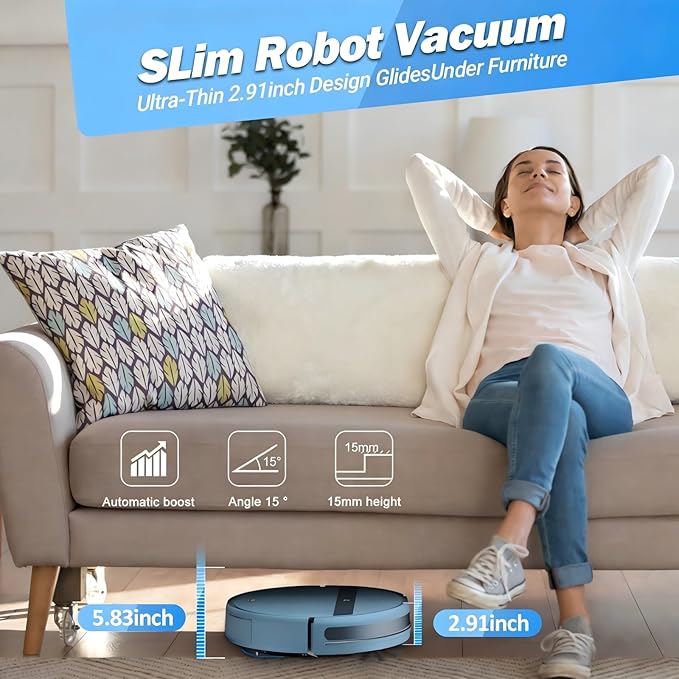 Kilgone Robot Vacuum for Pet Hair, 2-in-1 Vacuum & Mop Combo