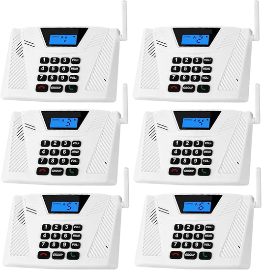 Intercoms Wireless for Home Hands Free, 2024 Upgraded Intercom 5300ft with Automatic Answer, 9 Channel Full Duplex Home Intercom System Fit for Hospital Business House(6 Packs White) ﻿