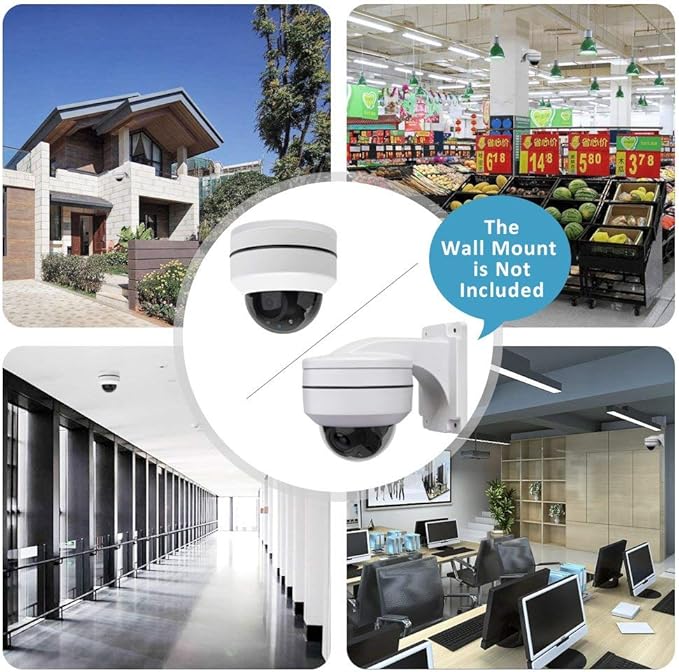 Outdoor 8MP 4K PTZ IP POE Dome Ceiling Security Camera Pan Tilt 5xOptical Zoom 100ft IR Night Vision Motion Detection Remote View RTSP