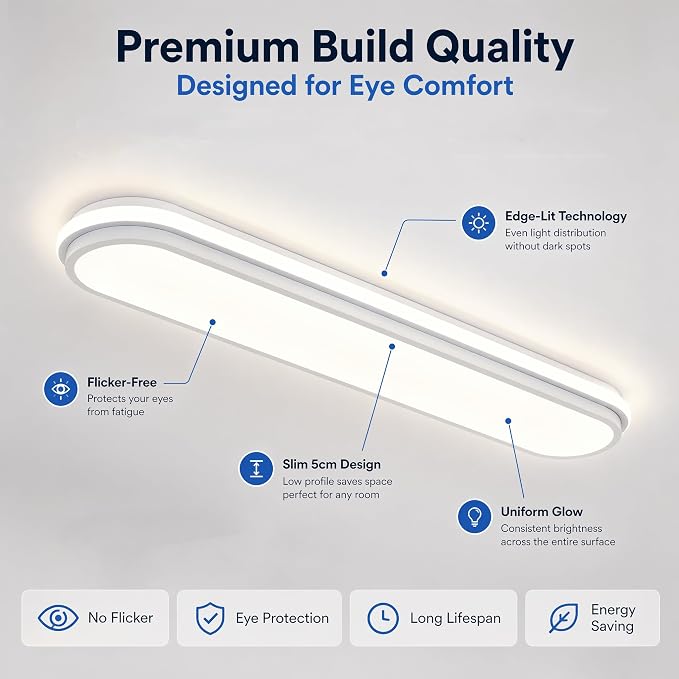 Modern LED Ceiling Lighting with Remote,3Ft Smart LED Ceiling Lamp,50W High Brightness Linear Flush Mount Light Fixture,36.2" Dimmable Led Ceiling Light for Kitchen,Garage,Hallway
