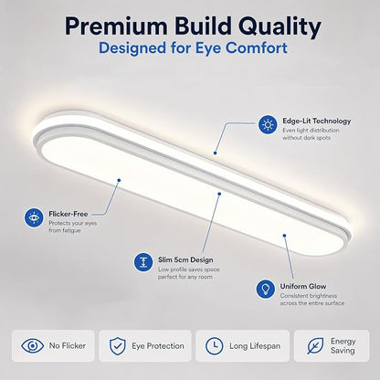 Modern LED Ceiling Lighting with Remote,3Ft Smart LED Ceiling Lamp,50W High Brightness Linear Flush Mount Light Fixture,36.2" Dimmable Led Ceiling Light for Kitchen,Garage,Hallway