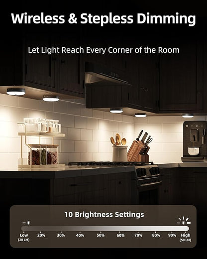 EZVALO Under Cabinet Lighting with Charging Station, 1000mAh Rechargeable Puck Lights with Remote, 3 Color Temps & 12 RGB Closet Lights, Dimmable Motion Sensor Lights for Shelf, Kitchen (3 Packs)