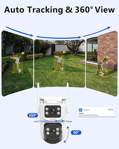 【Auto Tracking & 2-Way Audio】 Outdoor Wireless Security Camera System, Home Video Surveillance Cameras, WiFi PTZ Camera Systems