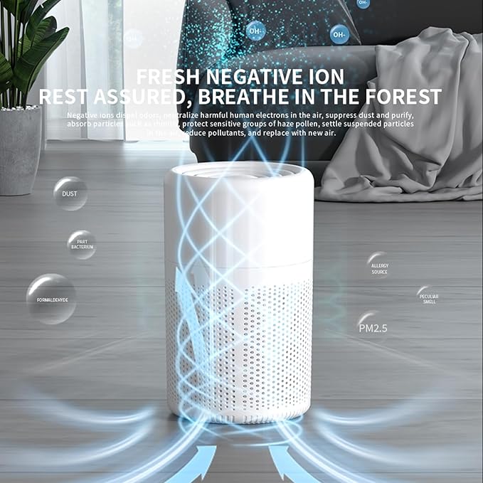 Small Air Purifier for Bedroom & Kitchen, Mini Air Purifier with Fragrance Function and 360° Air Inlet, HEPA Quiet Air Cleaner, Air Cleaner for Pet Odors Dust Smoke and Hair