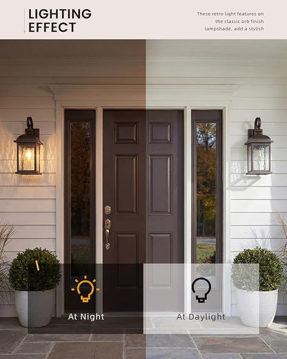 FEMILA 21" Outdoor Wall Light Fixtures, Rust-Proof Waterproof Outdoor Wall Lamp, Ideal for Porch, Patio, Entryway, Garage, with Water Ripple Glass, 4FD54B2 ORB-WP
