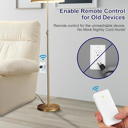 Remote Control Outlet,Greencycle 1 Remote Outlet and 2 Switches,Wireless Remote Control Outlet Plug,On/Off Light Switch Wall Mounted,500ft Range,15A 1500W for Household Appliances,No Wiring,White