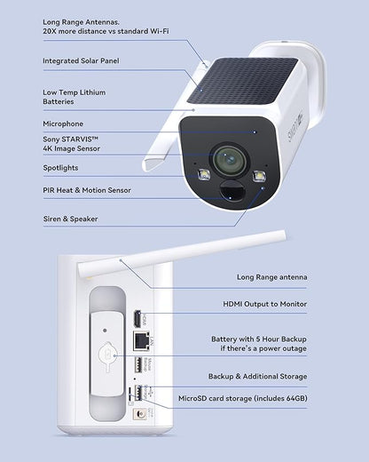Swann MaxRanger4K Wireless Solar Security Add-On Camera, 4K UHD, 2000ft Long Range Wi-Fi HaLow, Color Night Vision,True Detect Alerts,2-Way Audio,Weatherproof,No Monthly Fee-SWNVW-MAXV2CAM